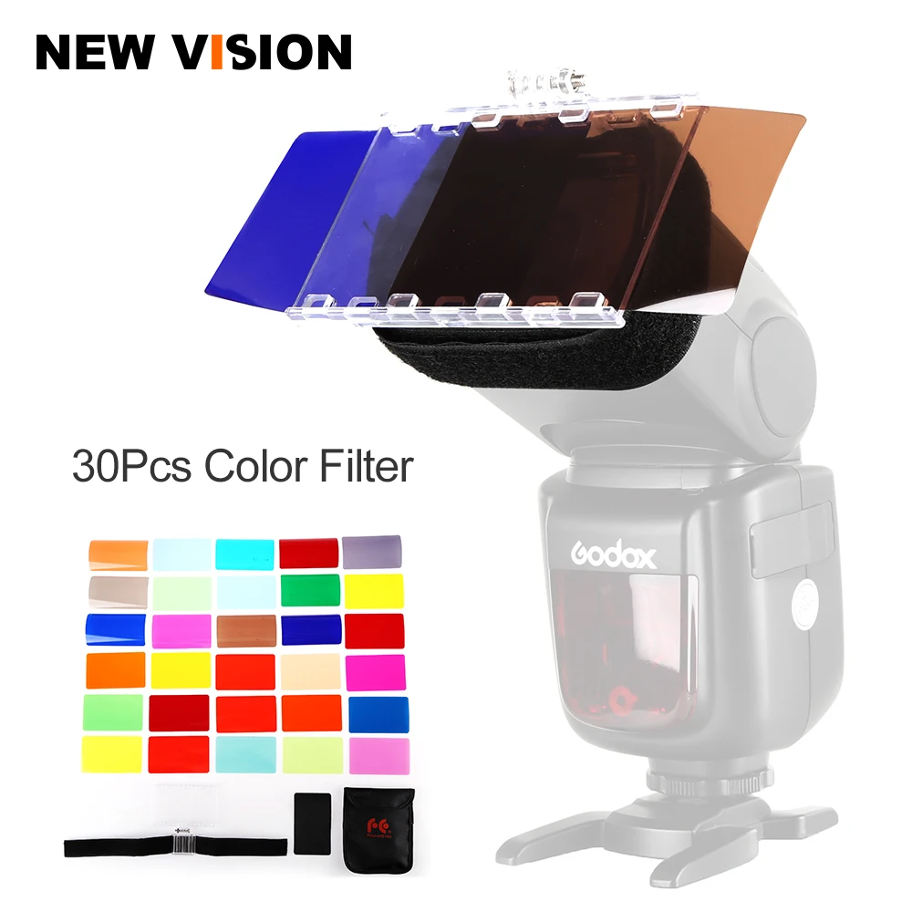 

Falcon Eyes CFA-30K Kit Flash Speedlite 30 Colors Color Gel with Barndoor & Reflector & Bag for Canon Nikon YONGNUO GODOX flash