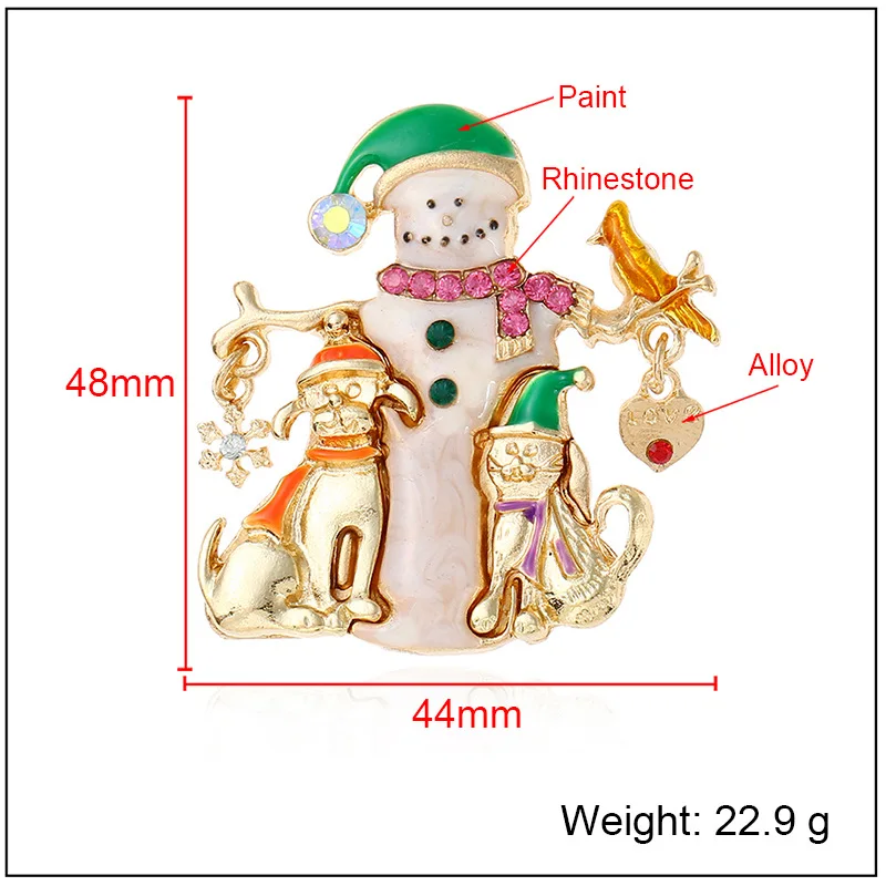 Cute Snowman Brooches Girls Christmas Pins Alloy Metal Women Gifts For Women Lady Classical Fashion Sweater Decoration Pins