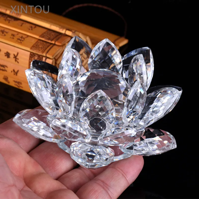 

XINTOU Home Decoration Accessories Crystal louts Flower Feng Shui Ornaments Desktop Decor Car Dashboard Craft Decorative Goods