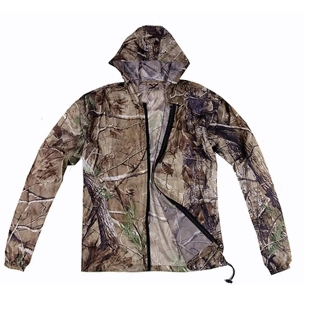 Новая мужская камуфляжная куртка для охоты, рыбалки, альпинизма, легкая и тонкая дышащая куртка с капюшоном, водонепроницаемая кожаная одежда