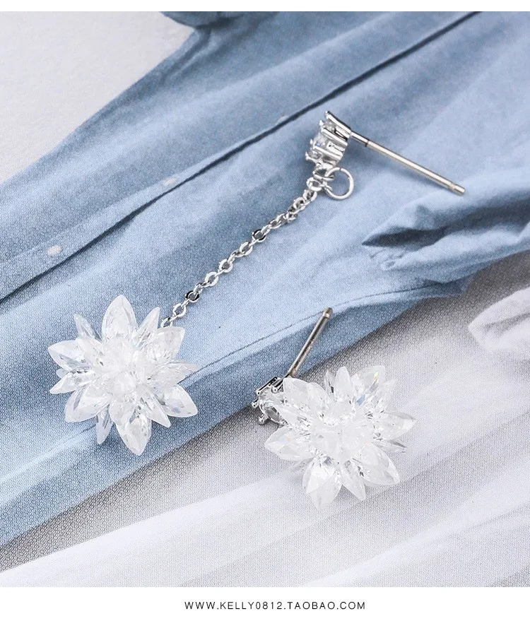 Последний стиль Мода 925 серебряные висячие серьги цветок серьги с кристаллами ювелирные изделия Pendientes Brincos модные ювелирные изделия