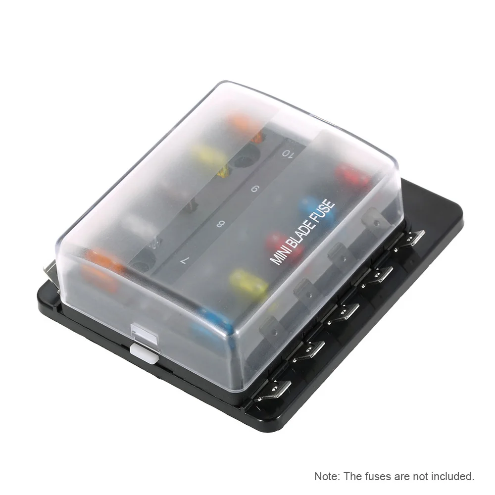 

10 Way Mini Blade Fuse Box Holder APM ATM 5A 10A 25A for Car Boat Marine Trike 12V 24V