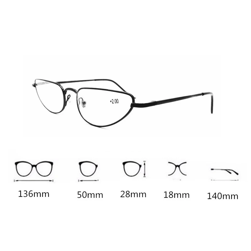 Iboode очки для чтения «кошачий глаз» для мужчин и женщин, Анти-усталость, дальнозоркость, металлические очки для пожилых людей, выделенный диоптрий+ 1,0 1,5 2,0 2,5 3,5