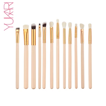 

YUKARI Pro 12Pcs Foundation Eye Shadow Eyebrow Eyeliner Eyelash Lip Brush Makeup Brushes Cosmetic Tool Make Up Eye Brush Set Kit