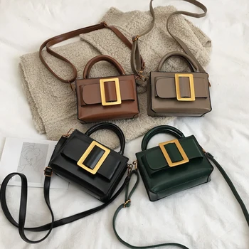 

Luxurious Metal Square Buckle shoulder bag Pu Leather Crossbody bags For Women Luxury Handbags Women Bags Designer Messenger Bag
