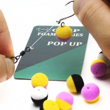 Lot d'appâts en mousse pour la pêche à la carpe, lot de 15 pièces, bouillettes pour attraper des poissons, Imitation noir et jaune
