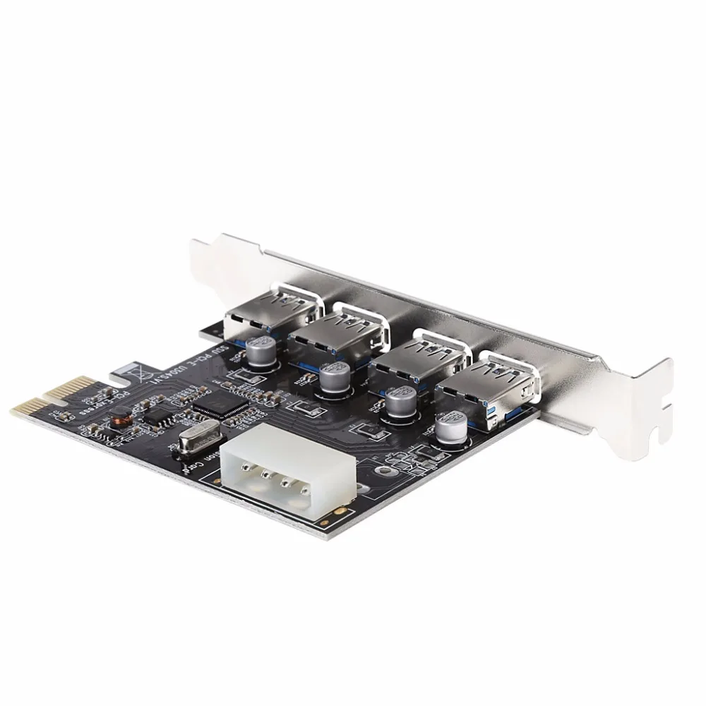 4 Port PCI-E to USB 3.0 HUB PCI Express Expansion Card Adapter 5 Gbps Speed For Desktop Computer Components Brand New
