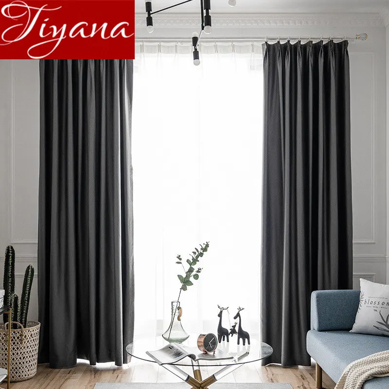 

Linen Blackout Curtain Solid Europe Natural for Window Bedroom Sheer Fabric Customize Grey Drape Treatment X554#30