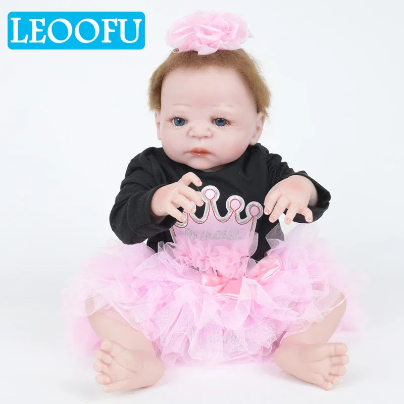 LEOOFU 55 см игрушка кукла всего тела силикона возрождается девушка куклы