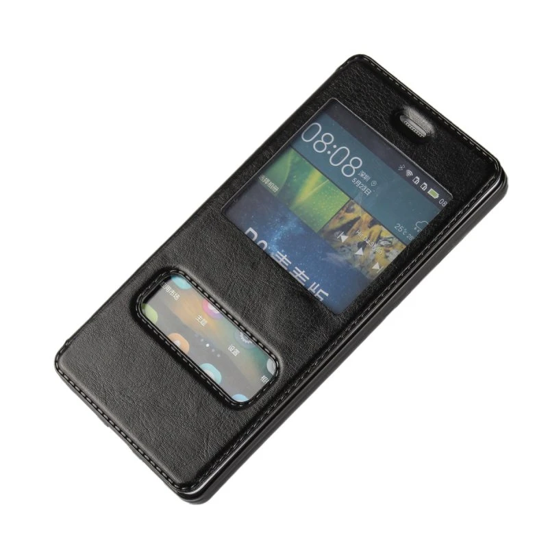 Para huawei p8 lite cubierta case respuesta inteligente ventana de la diapositiva vista del tirón del cuero de soporte de accesorios cubierta huawei p8 lite Smartphone|cover for huawei|cover for huawei p8cover
