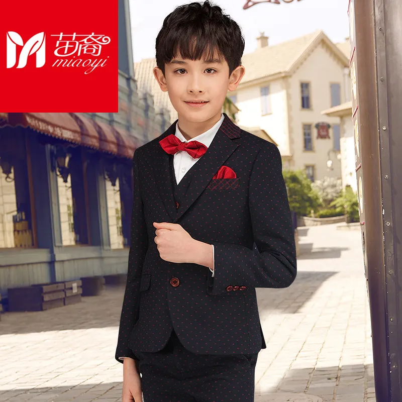 

4 to15years old new 2017 autumn boys high quality gentlemen blazer clothing sets boys full dress clothes set boys dress suit