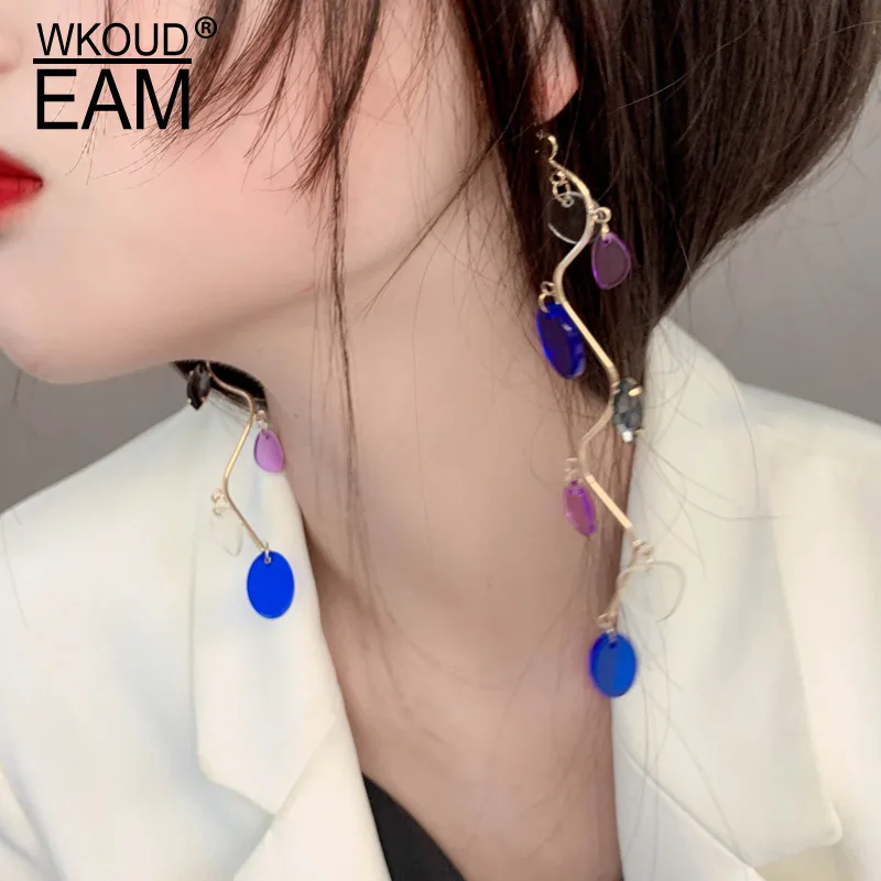 

WKOUD EAM 2019 New Woman Rhinestone Metal Spliced Personality Earrings Fashion Female Jewelry Accessories Party Gift 6#JY618