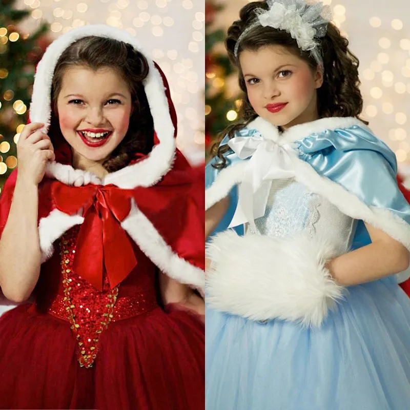 

New Winter Girl Dress Children Red Hoodie Princess Dresses Kids Christmas Party Costume for Girl With Cap Dresses for Girls