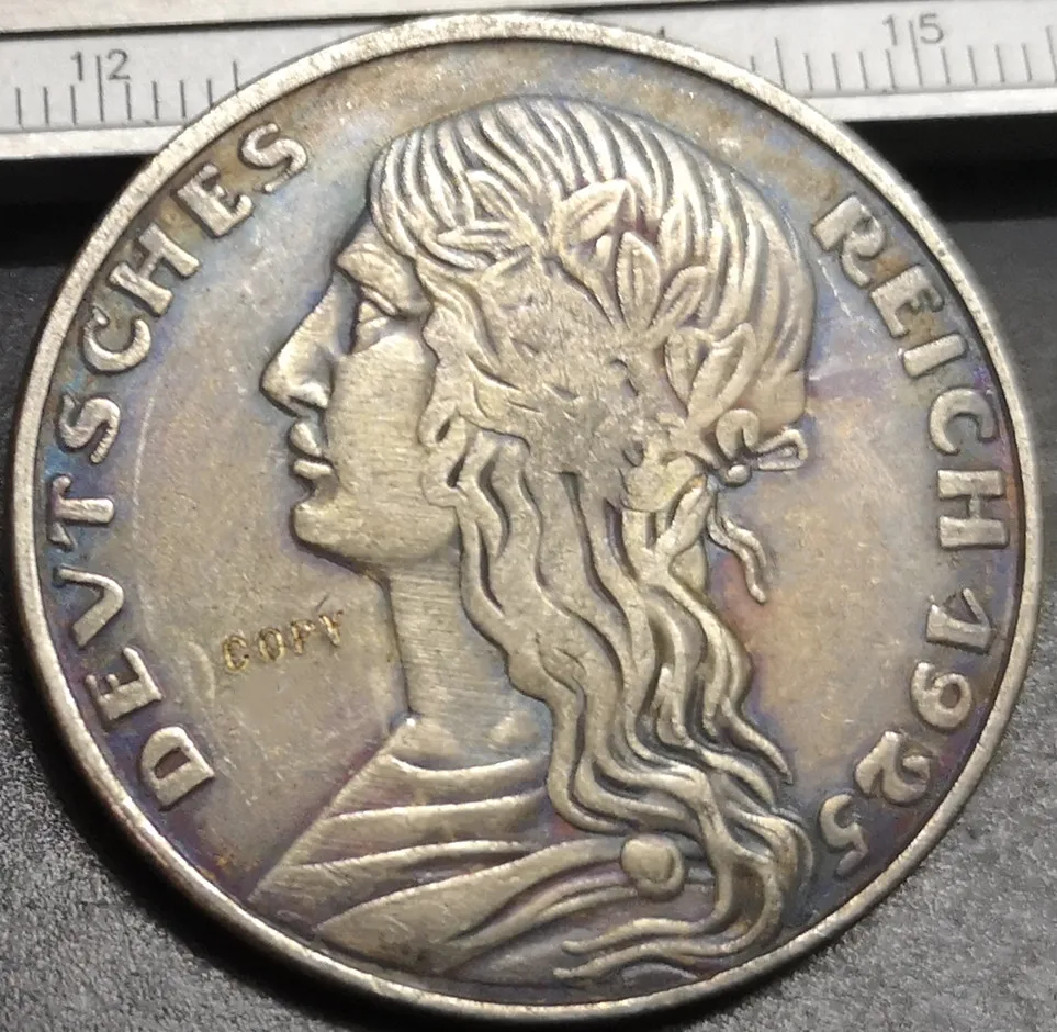 

1925 German 5 Reichs Mark Silver Plated Copy coin Type-10
