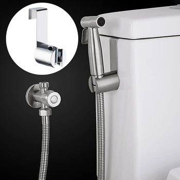 

Behogar Stainless Steel Toilet Bidet Sprayer Showerhead Holder Hook Bracket Hanger for Home Hotel Bathroom Supplies
