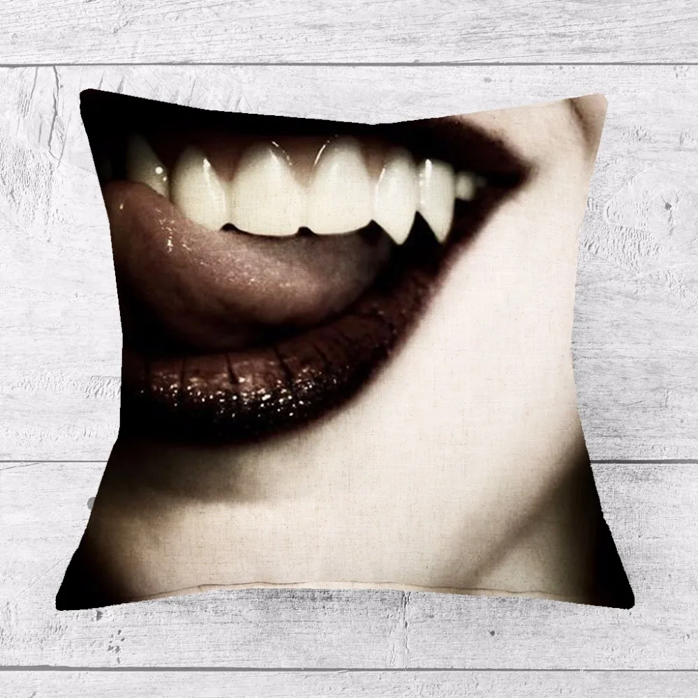 

The Halloween vampire Bite me Printed Linen Cushion Covers Home Decor Decorative Throwpillow
