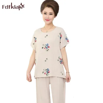 

Fdfklak L-3XL Plus Size Pajamas Women Summer Pajama Set Short Sleeve Print Cotton Sleepwear Nightwear Pijama Pyjama Femme