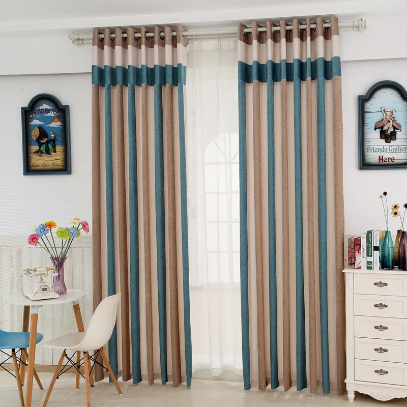 Синель шторы в средиземноморском стиле стиль синий кофе жаккардовый оттенок ткань простые шторы для гостиной столовой спальни