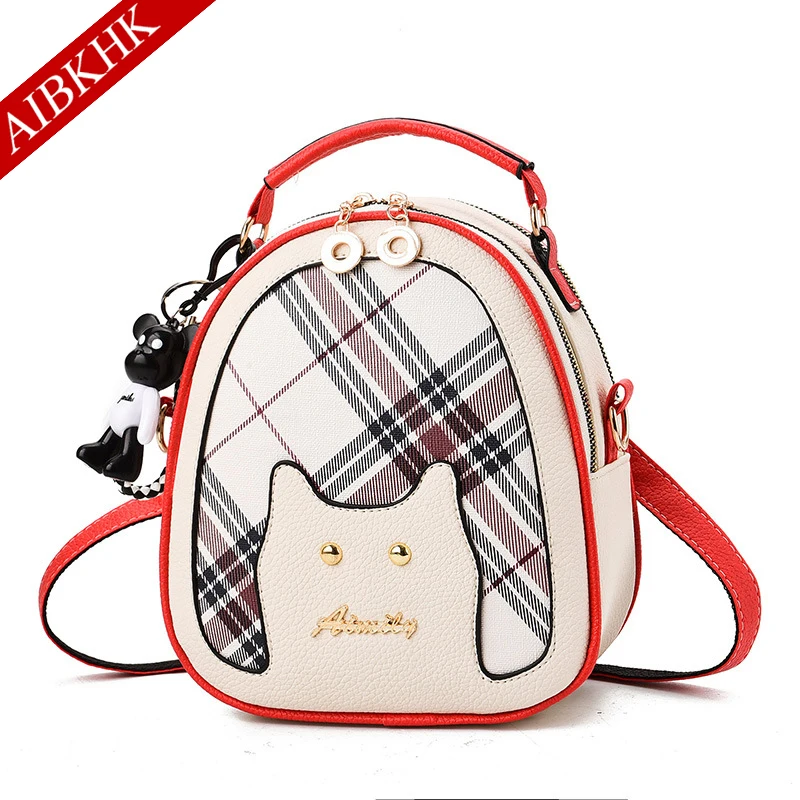 

Cat Pattern Women Small Crossbody Bag for Women 2019 Brand Plaid Ladies Small Hand Bags Women Leather Handbags