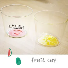 Вручную выдуваются прозрачное Стекло Кружки с арбуз или с узором из лимонов теплозащитные Кофе молоко Чай Чашки Утро Кружка SH182-81
