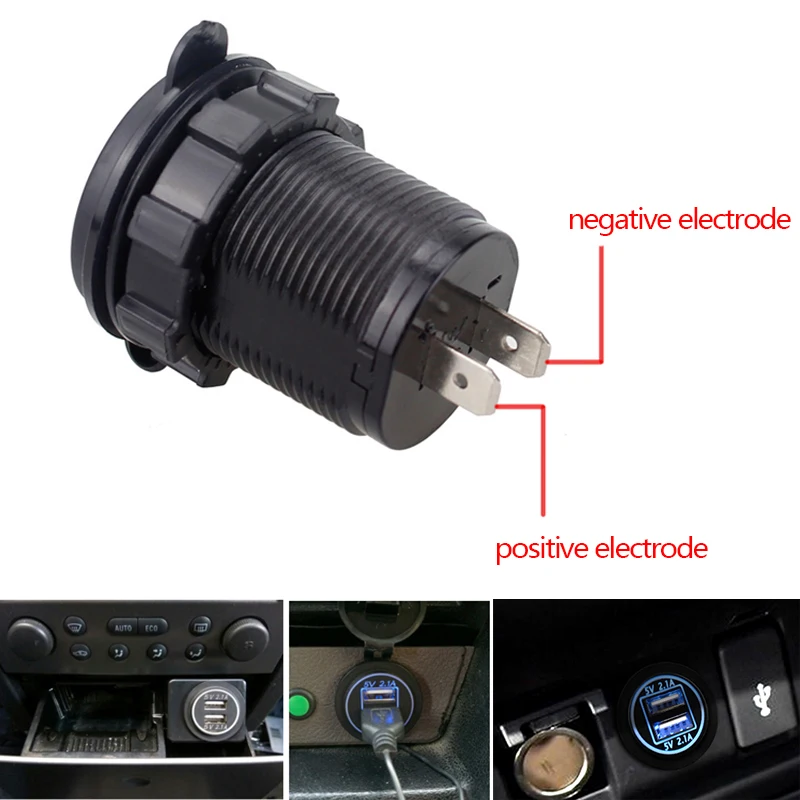 12V автомобильный разъем авто USB Зарядное устройство с двумя портами 3.1A