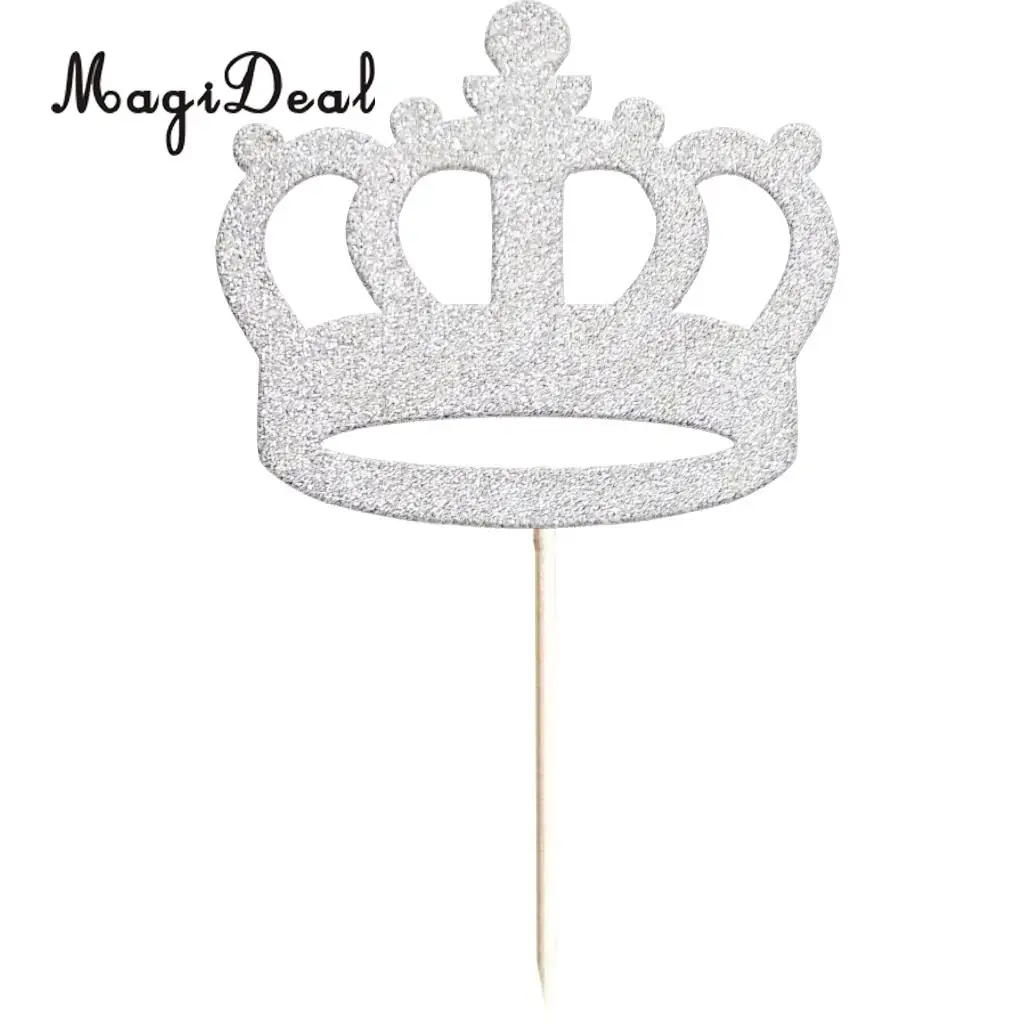 Pack of 20pcs Glitter Princess Crown DIY Cake Toppers Christmas Birthday Baby Shower Cupcake Picks Bakery Accessories