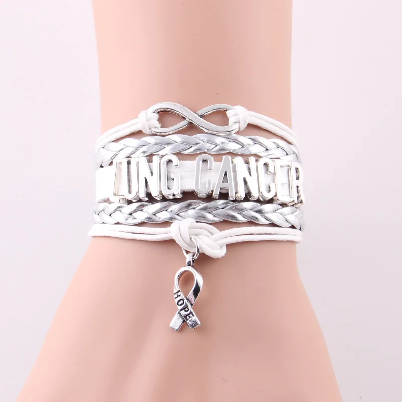Little Minglou Infinity Hope Charm Lung Cancer Bracelet Ribbon Little Minglou Infinity Hope Charm Lung Cancer Bracelet Ribbon Awareness Men Bracelets Bangles For Women Jewelry In From