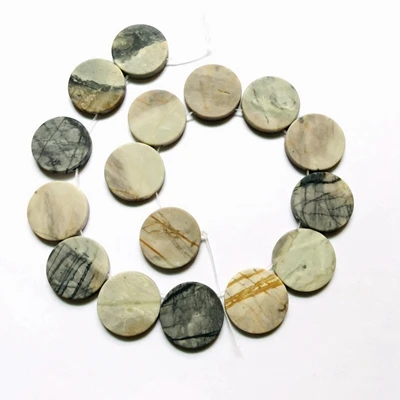 1 нитка из натурального камня Пикассо Jaspe r, круглые бусины для монет, боковое просверливание для драгоценного камня, колье, изготовление ювелирных изделий, 13 дюймов/Str - Цвет: 20mm 1str