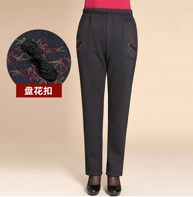 Лиц пожилого возраста женская зимняя одежда и хлопковые брюки любящего материнского сезон утепленный комплект с эластичной талией бабушка Штаны