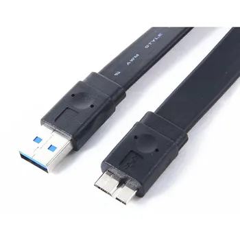 

USB 3.0 Type A Male to Micro B Male Plug Adapter Cable Cord Flat Black 60cm