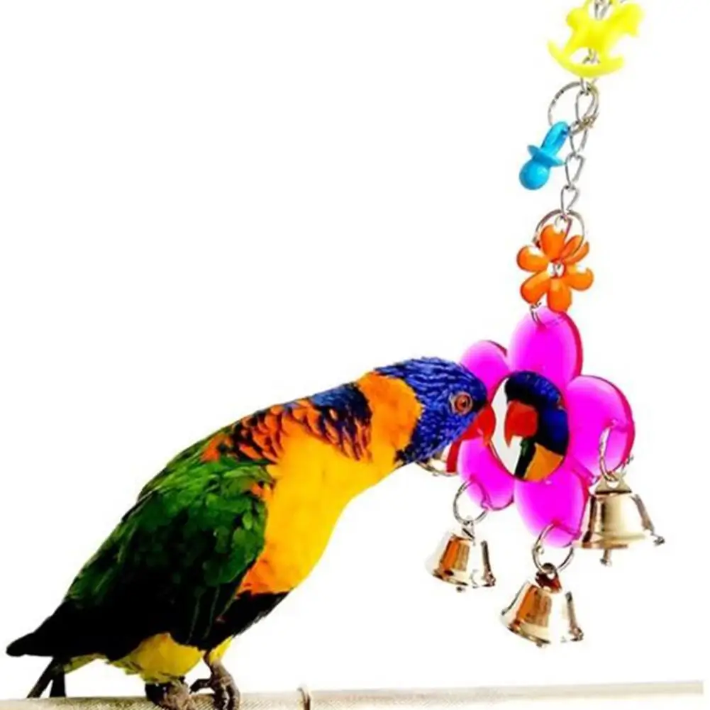 Adeeing Pet игрушечное зеркало с колокольчиками для средних и малых насест для попугая аксессуары случайный цвет
