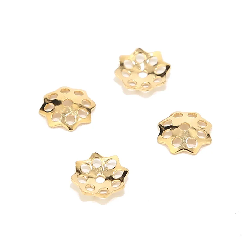 

50pcs/lot Gold Plated Stainless Steel Flower Bead Caps Jewelry Findings Accessories for Jewelry Making