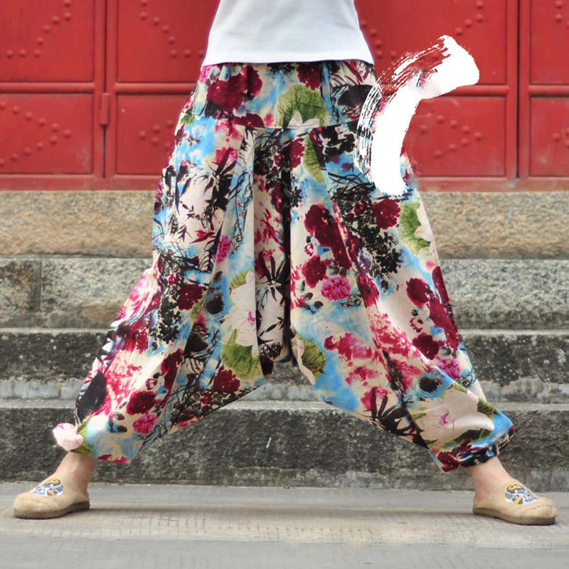 Men Women Dance Pants Big Crotch Trousers Wide Leg Loose Version Couple Unisex Pant Ethnic |