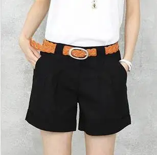 Для женщин плюс Size100 % хлопка тонкие шорты женские летние Кнопка Твердые свободные шорты