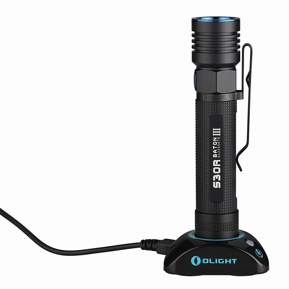 

Olight S30R BATON III Cree XM-L2 LED 1050 lumens 3500mAh 18650 rechargeable battery and USB desktop charger flashlight