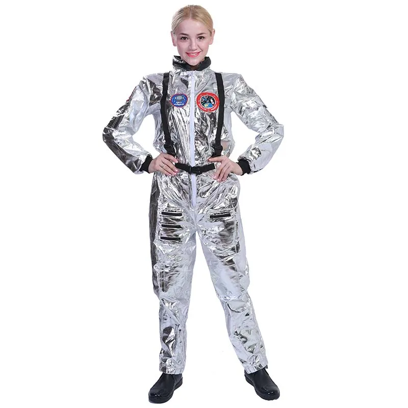 Najtaniej Snailify 2019 nowy Halloween kostium kobiety Spaceman kostium dla dorosłych astronauta Cosplay srebrny kombinezon z długim rękawem Purim kostium