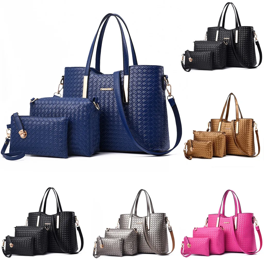 3 шт., женские кожаные сумки, одноцветная сумка-мессенджер для отдыха, женские модные сумки-мессенджеры+ Сумочка+ кошельки, сумки для женщин