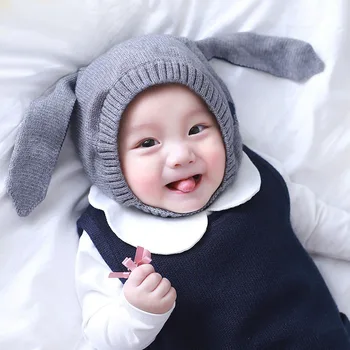 

New Rabbit Ears Baby Girl Boy Hat Infant Autumn Winter Knitted Beanie Caps Children Baby Accessories Newborn Photography Props