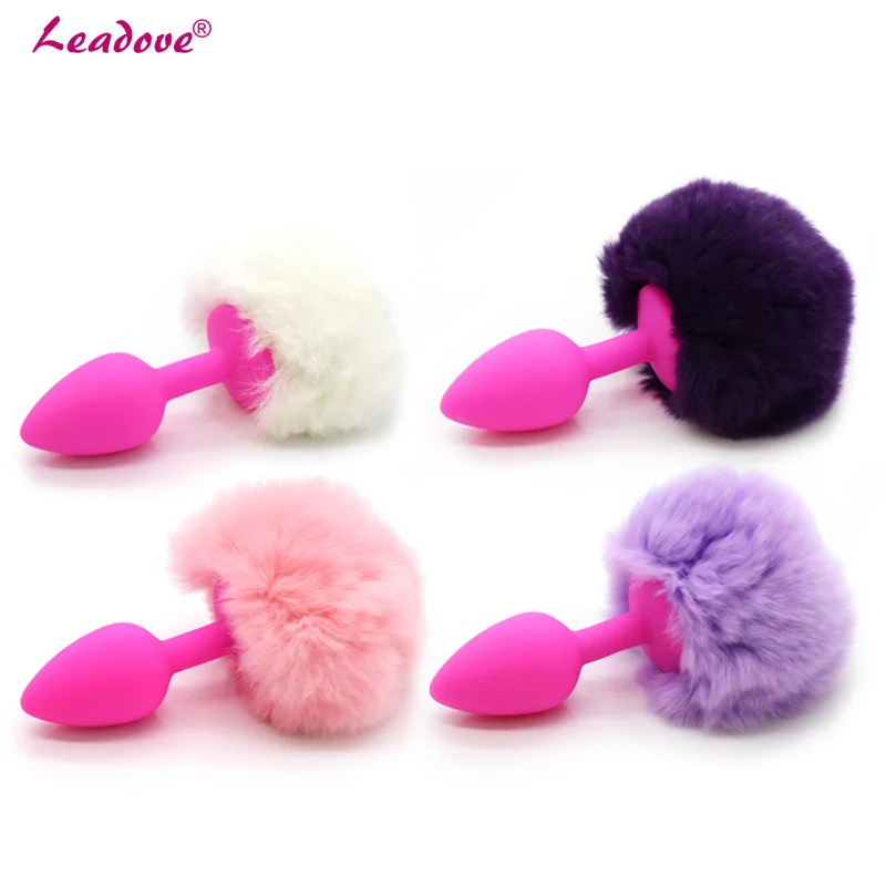 Silicone Rabbit Tail Anal Plug Fluffy Hand cuffs Pink Bunny Girl Cosplay Sex Accessories Short Butt Tails BDSM Handcuffs | Красота и