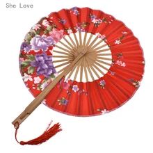 She Love Классический Цветок японский цветок ручной вентилятор поверхность складной бамбуковый вентилятор в форме мельницы Свадебная вечеринка Сувениры Подарок