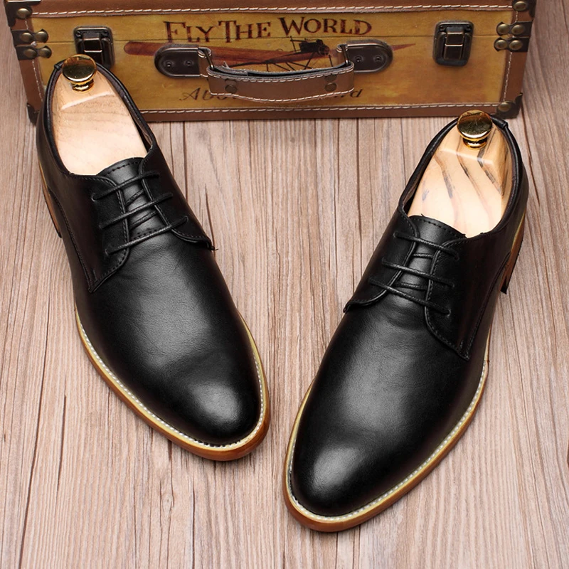 

Men's shoes men's leather breathable pointed business dress casual wedding shoes autumn winter
