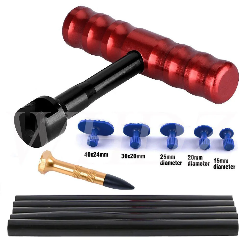Paintless Dent Repair T handle Dent Puller with Glue Stick Plastic Tabs