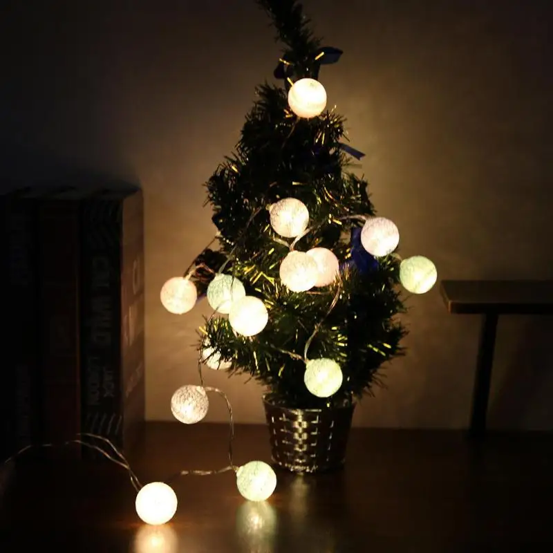 20 ватные шарики светодио дный строки Батарея гирляндой ватным тампоном свет ChainLights Sweet Пастель Тиффани Цвет для свадьбы Рождество
