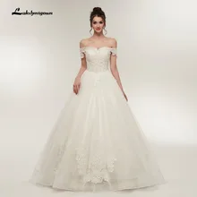 

robe de mariage Boat Neck Wedding Dresses 2018 Lace Appliques Ball Gown Vestido de noiva Off The Shoulder