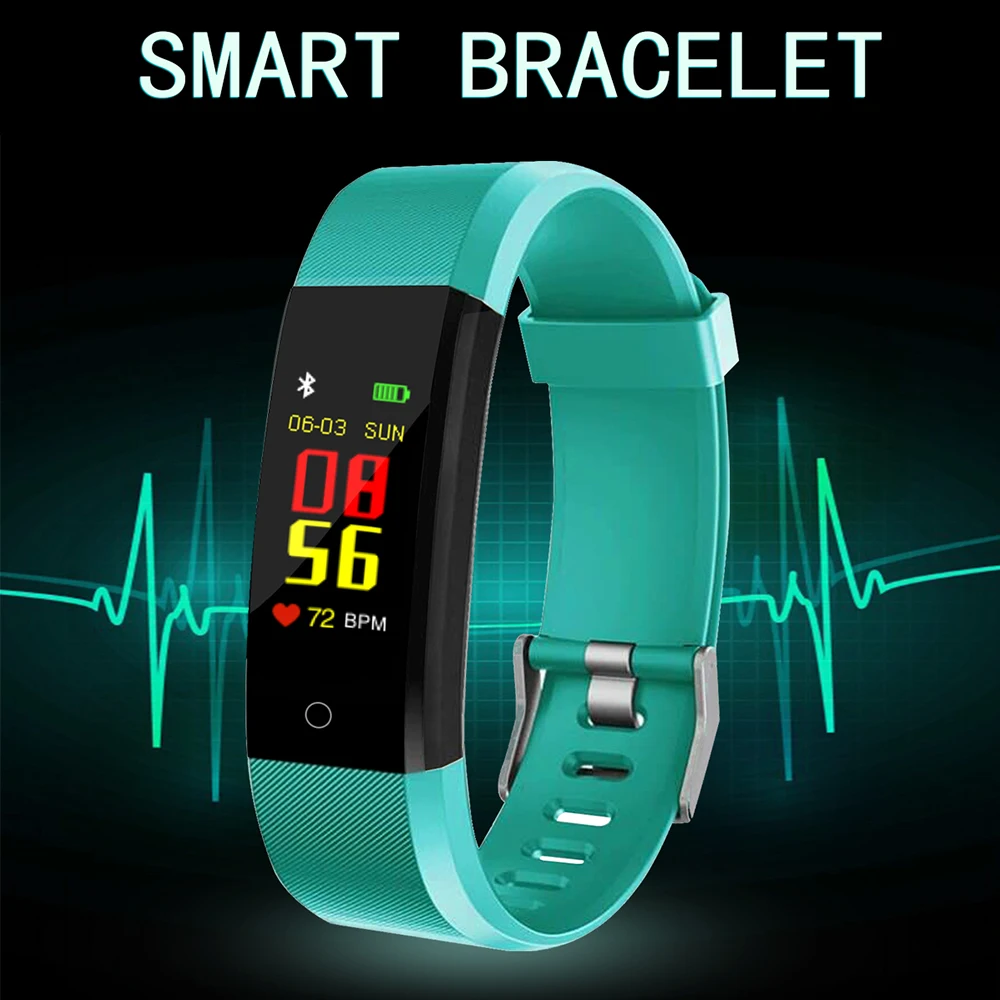 Smart Wristband fitness tracker Health Monitor Heart rate Blood Pressure Waterproof Smart Bracelet for Men Women Smartband Watch