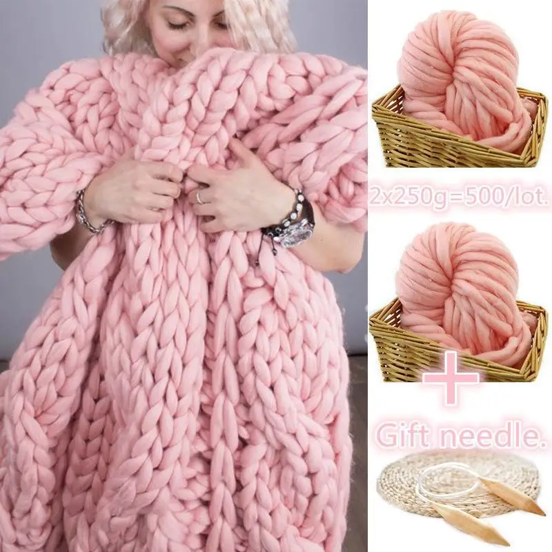 

4pcs 1kg per lot wholesal Super Thick Merino Wool Chunky Yarn Wool Roving Yarn for Spinning Hand Knitting blanket arm knitting