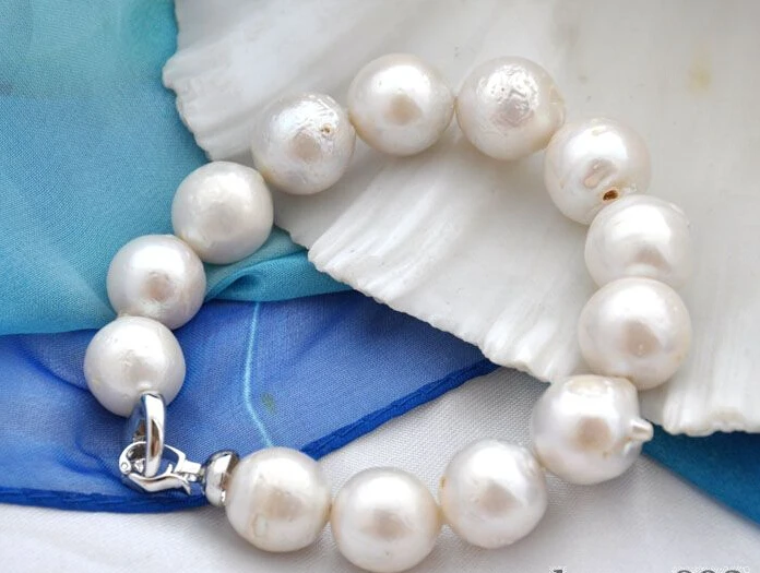

Rare huge 8"14mm round white reborn keshi pearl bracelet @^Noble style Natural Fine jewe SHIPPING new >>-hot