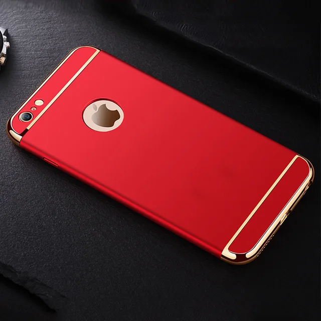 Корпус 3-в-1 Роскошная плакированная скраб простой защитный чехол для iPhone 5 5S, SE, 6, 6S Plus, 7 удобная задняя крышка красный - Цвет: Red