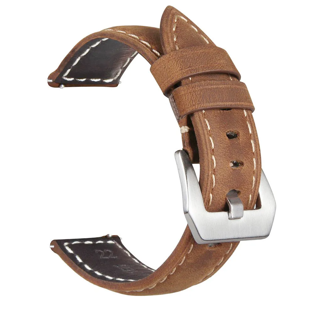 20mm 22mm Genuine Leather watch strap Band for Huawei watch GT wristband for Samsung Gear S3 S2 galaxy 46mm 42mm bracelet bands - Цвет: Brown with si buckle