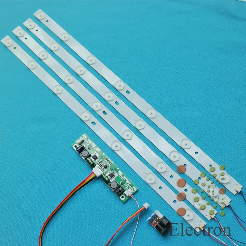 

4pcs 485mm LED Backlight Lamps kit Aluminum Board w/ Optical Lens Fliter for 50inch TV Monitor+driver board+DC 12V Mini Tester